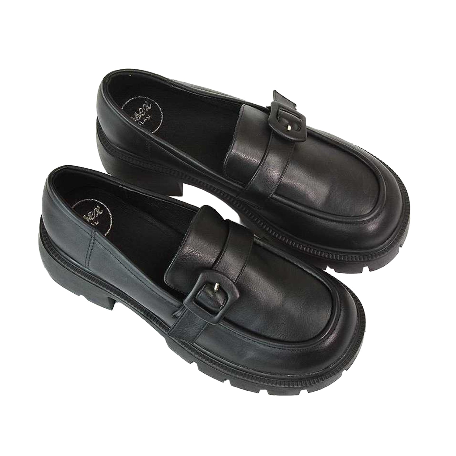 Black - Pack Shot - XY London Womens-Ladies Adelaide Chunky Platform Loafers