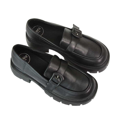 Black - Pack Shot - XY London Womens-Ladies Adelaide Chunky Platform Loafers