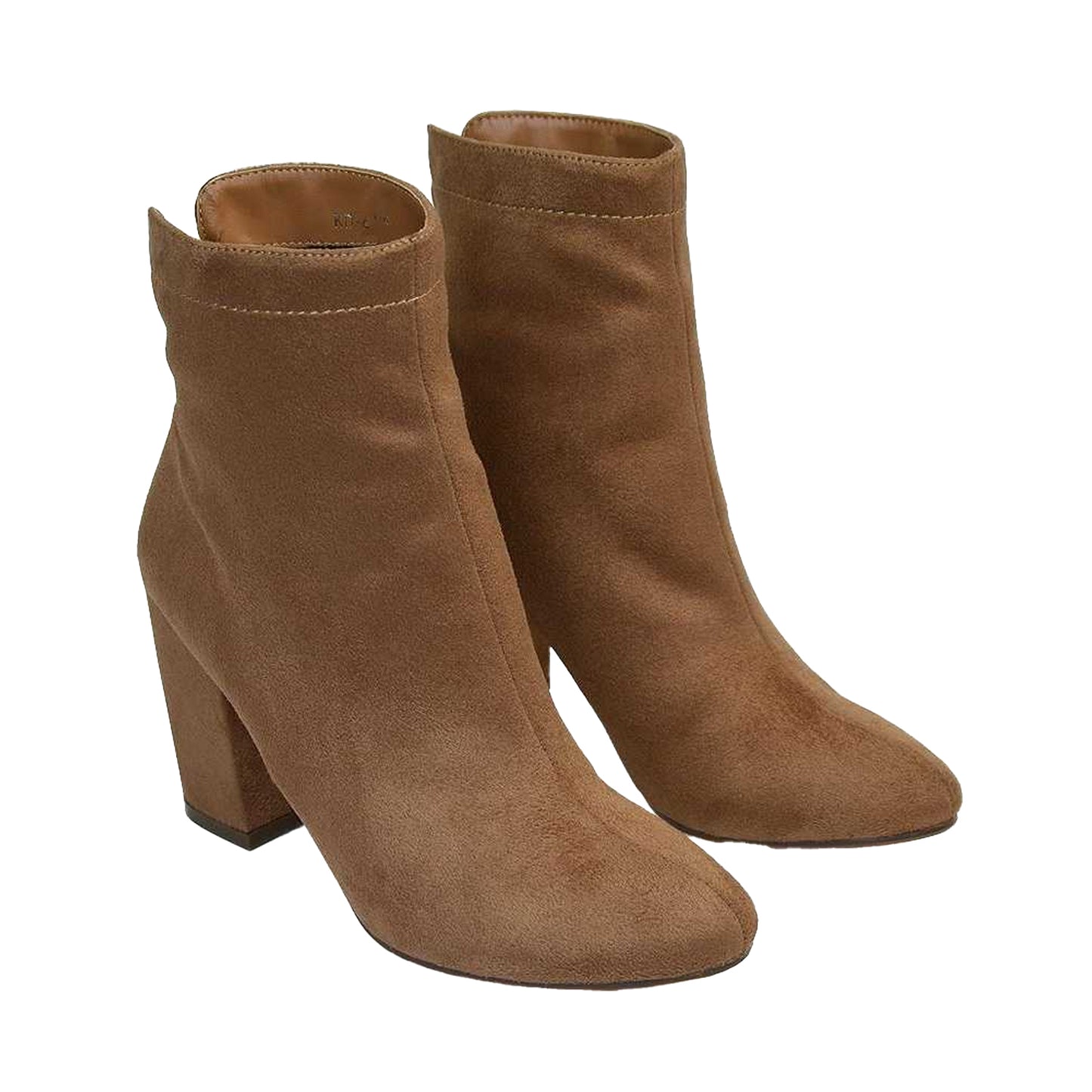 Tan - Front - XY London Womens-Ladies Evia Zip Block Heel Ankle Boots