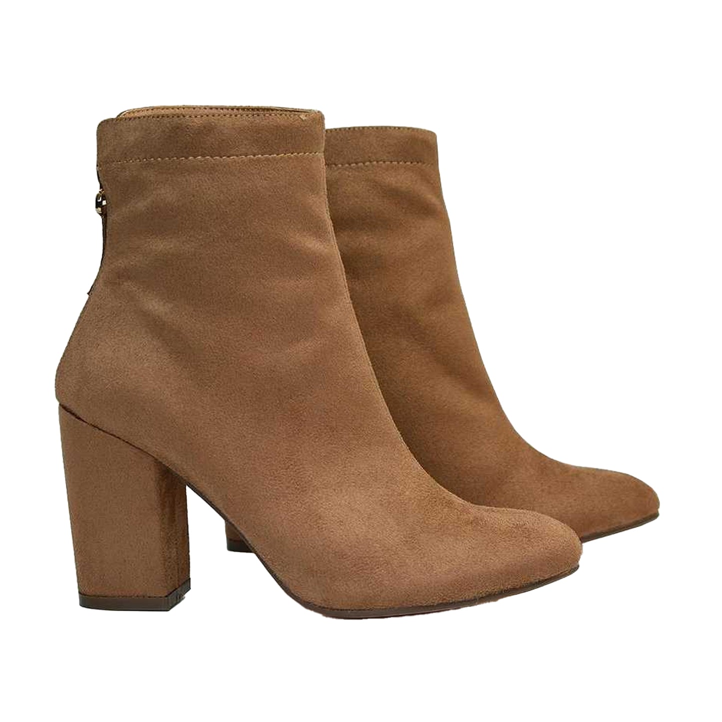 Tan - Lifestyle - XY London Womens-Ladies Evia Zip Block Heel Ankle Boots