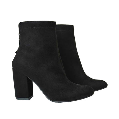 Jet Black - Lifestyle - XY London Womens-Ladies Evia Zip Block Heel Ankle Boots