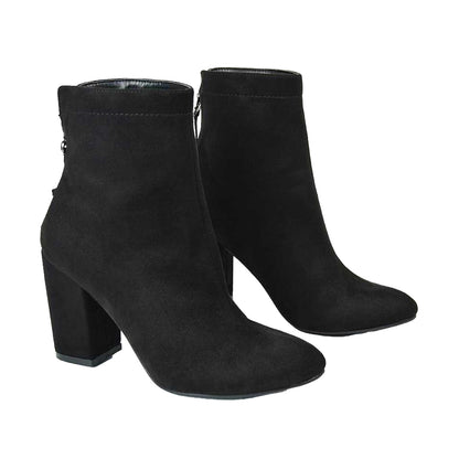 Jet Black - Pack Shot - XY London Womens-Ladies Evia Zip Block Heel Ankle Boots