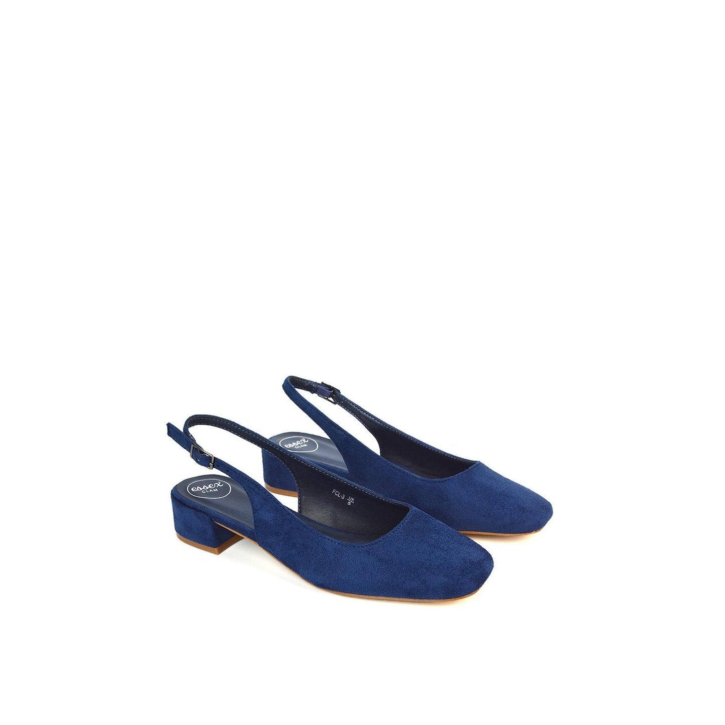 Navy - Lifestyle - XY London Womens-Ladies Jilly Sling Back Low Block Heel Court Shoes