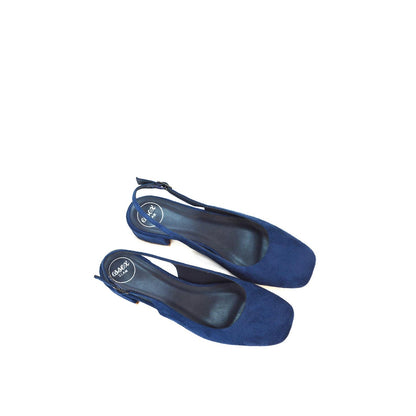 Navy - Pack Shot - XY London Womens-Ladies Jilly Sling Back Low Block Heel Court Shoes