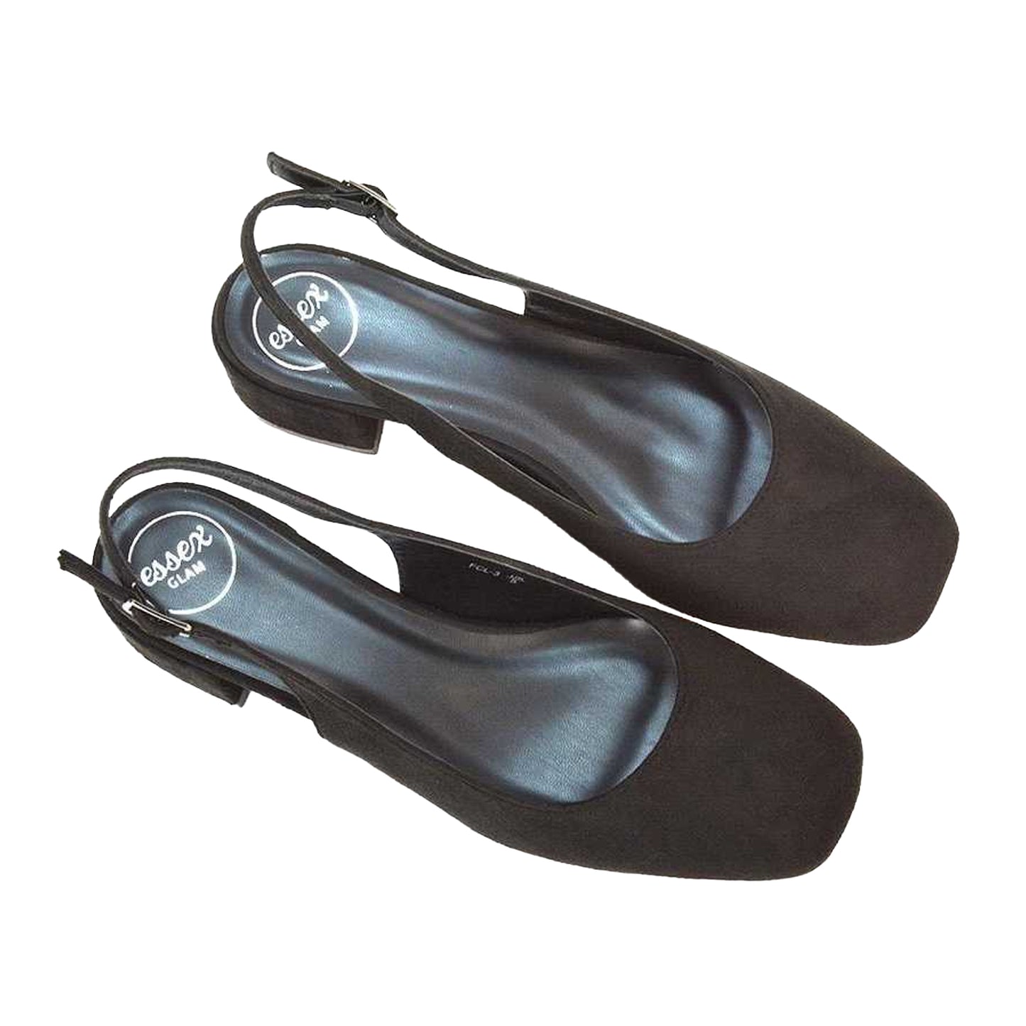 Jet Black - Pack Shot - XY London Womens-Ladies Jilly Sling Back Low Block Heel Court Shoes