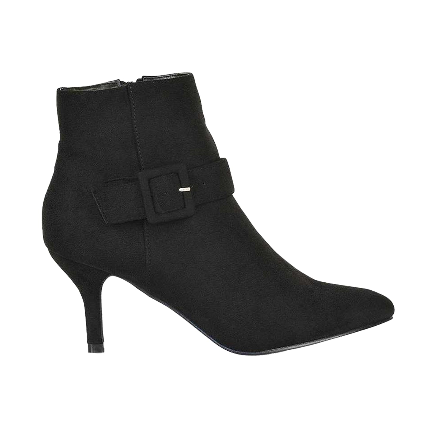 Jet Black - Side - XY London Womens-Ladies Lara Pointed Stiletto Heel Ankle Boots