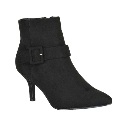 Jet Black - Front - XY London Womens-Ladies Lara Pointed Stiletto Heel Ankle Boots
