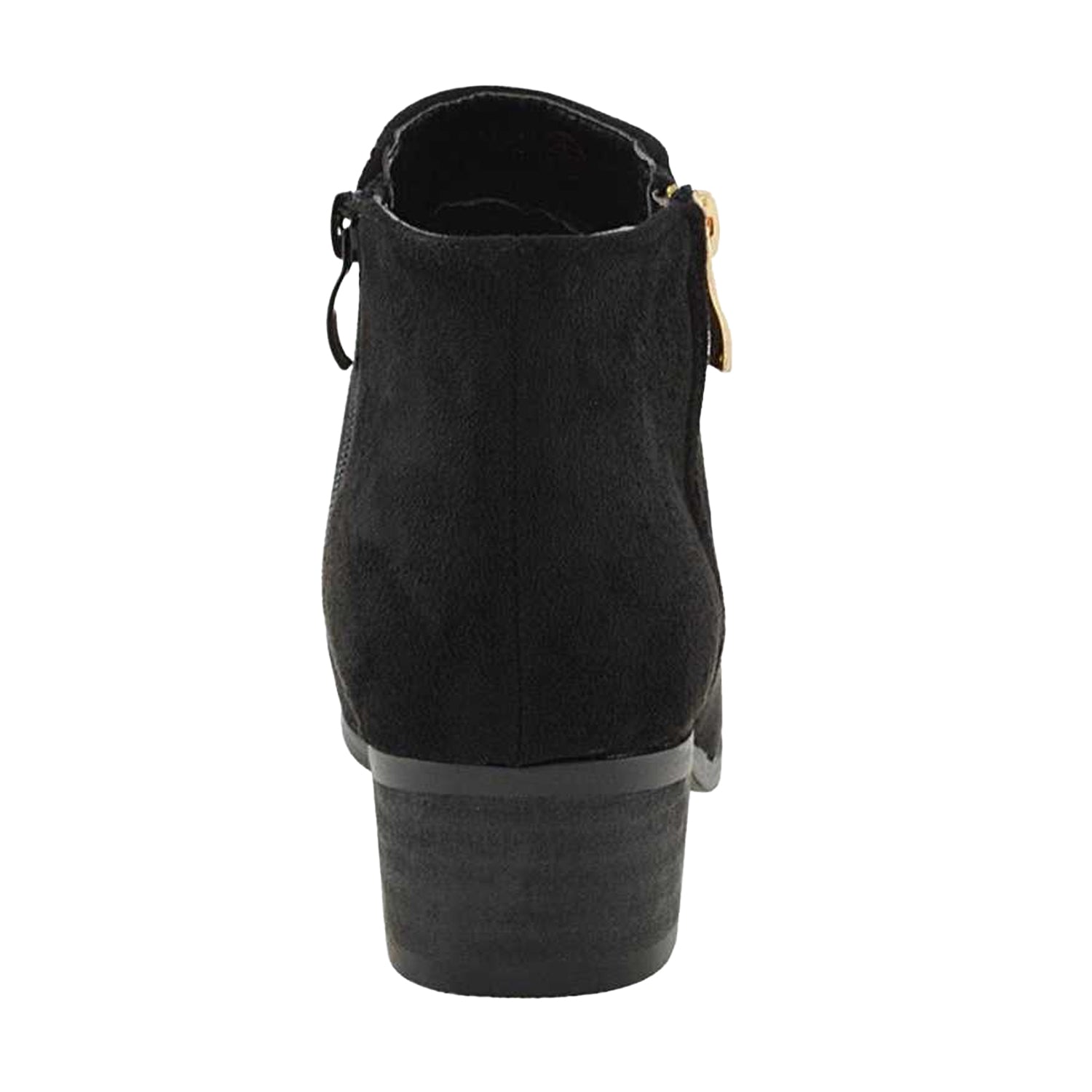 Jet Black - Back - XY London Womens-Ladies Alberto Zip Low Block Heel Boots