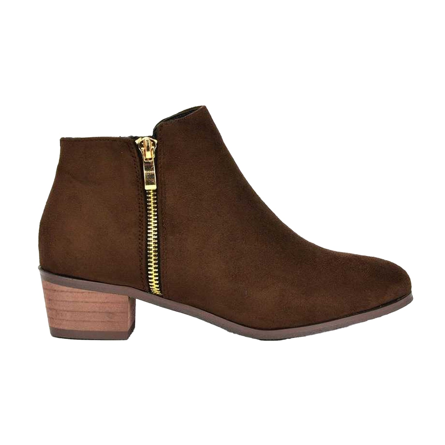Brown - Front - XY London Womens-Ladies Alberto Zip Low Block Heel Boots