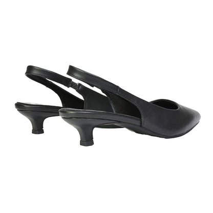 Black - Back - XY London Womens-Ladies Avalone Metallic Kitten Heel Sandals