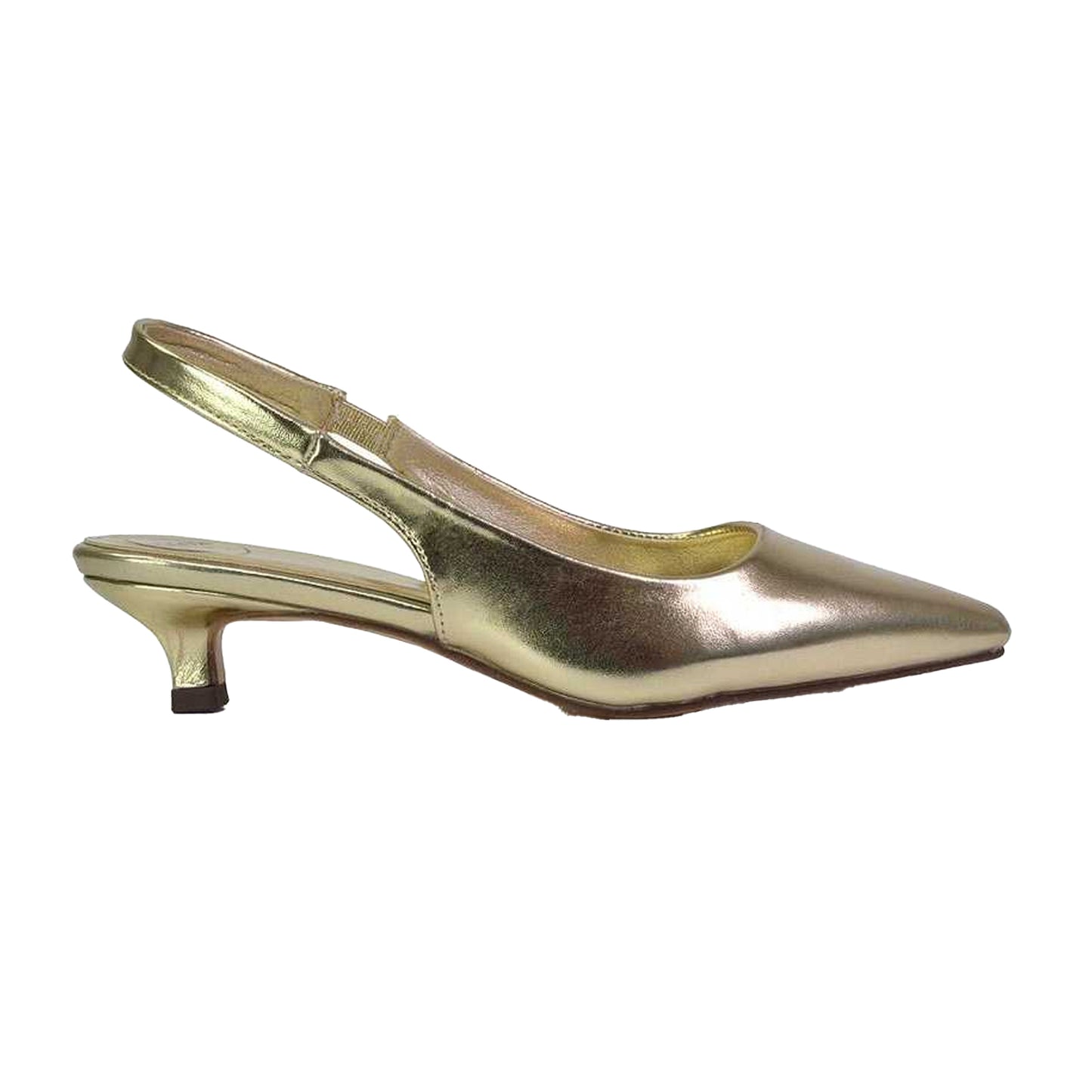 Metallic Gold - Side - XY London Womens-Ladies Avalone Metallic Kitten Heel Sandals