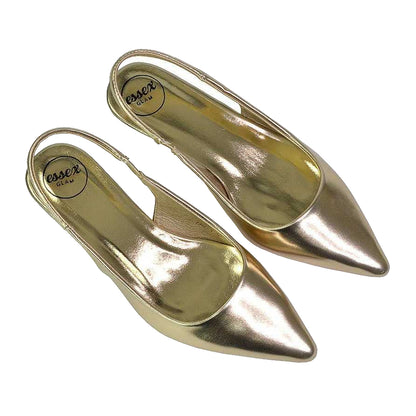 Metallic Gold - Pack Shot - XY London Womens-Ladies Avalone Metallic Kitten Heel Sandals