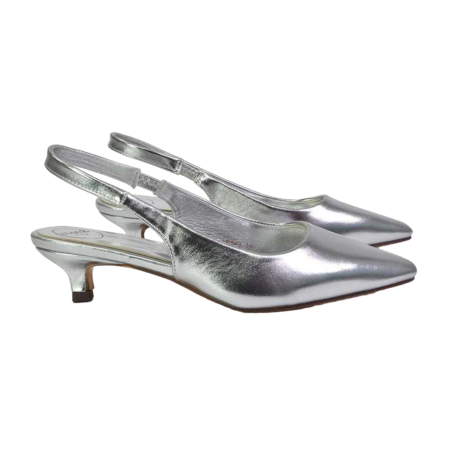 Metallic Silver - Lifestyle - XY London Womens-Ladies Avalone Metallic Kitten Heel Sandals