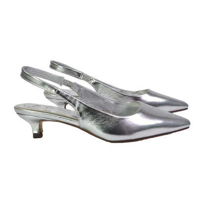 Metallic Silver - Lifestyle - XY London Womens-Ladies Avalone Metallic Kitten Heel Sandals
