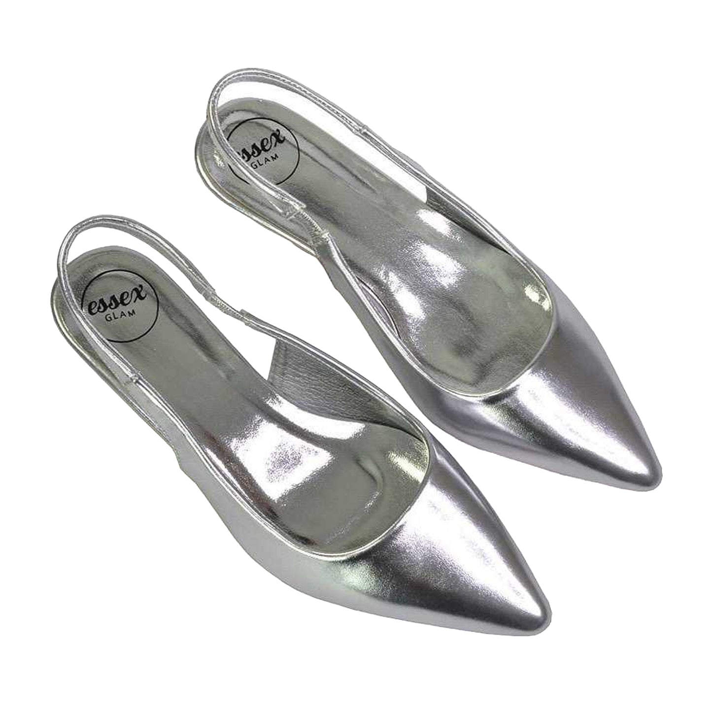 Metallic Silver - Pack Shot - XY London Womens-Ladies Avalone Metallic Kitten Heel Sandals