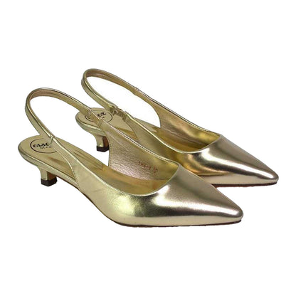 Metallic Gold - Front - XY London Womens-Ladies Avalone Metallic Kitten Heel Sandals