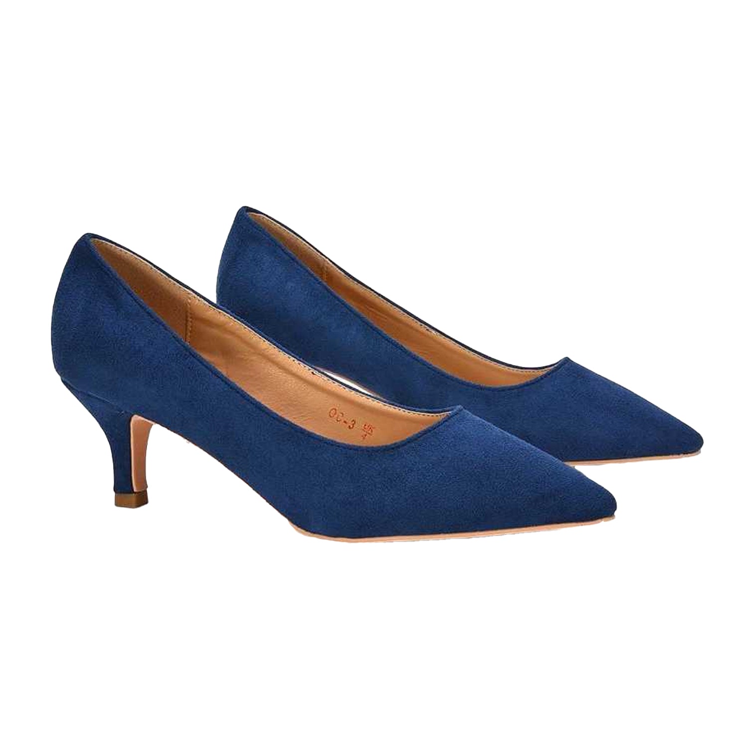 Navy - Lifestyle - XY London Womens-Ladies Cali Suedette Pointed Kitten Heel Court Shoes