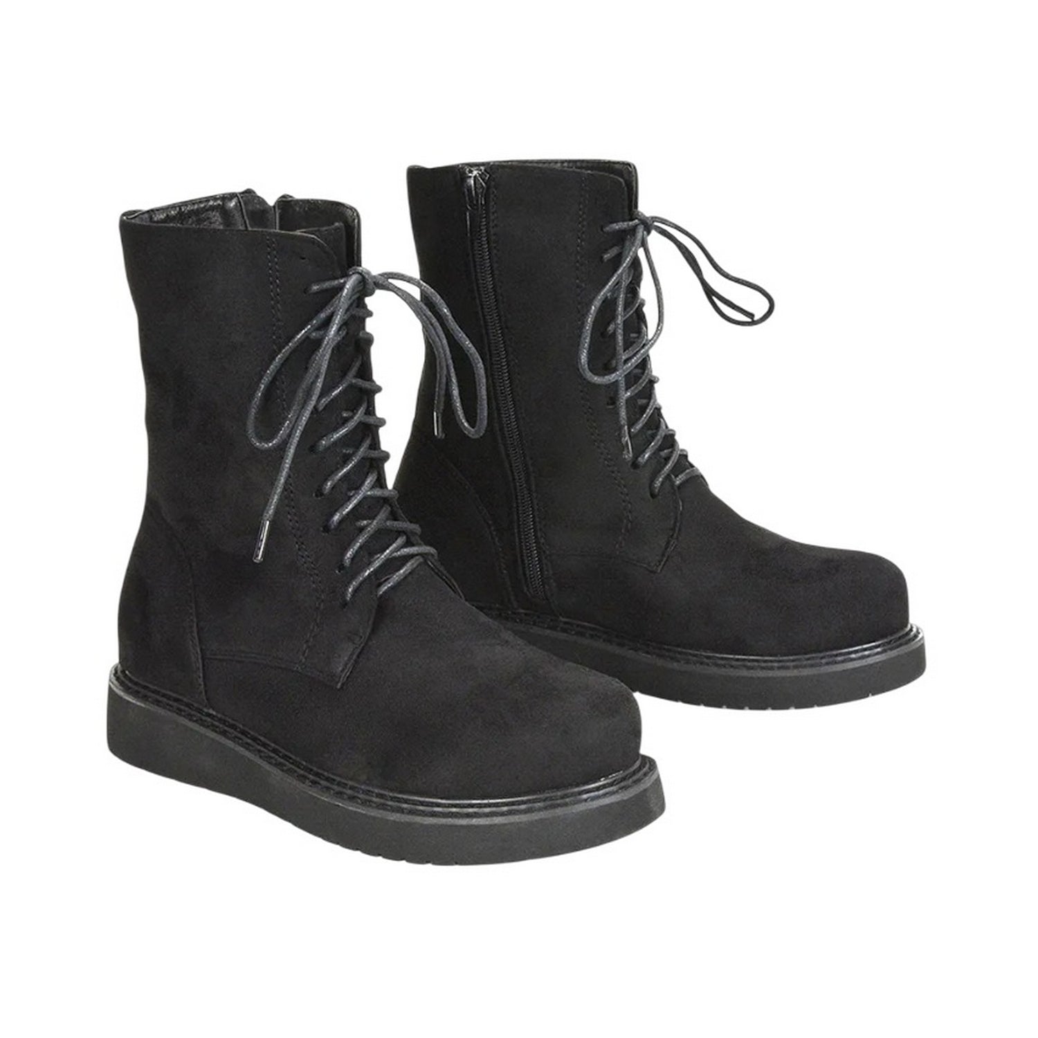 Jet Black - Lifestyle - XY London Womens-Ladies Lizzo Flatform Biker Boots