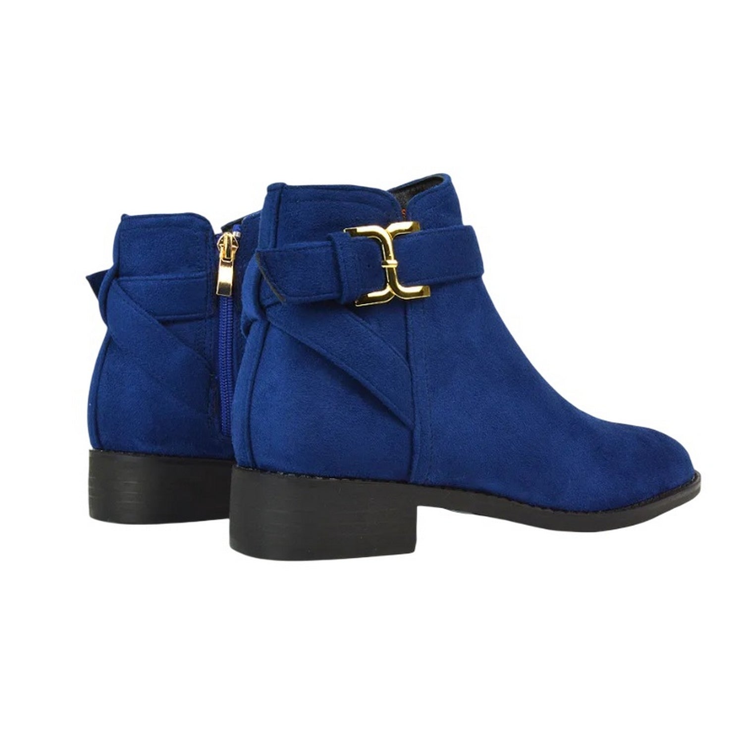 Navy - Back - XY London Womens-Ladies Shyla Zip Low Heel Chelsea Boots