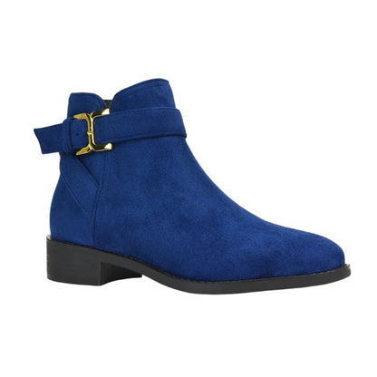 Navy - Pack Shot - XY London Womens-Ladies Shyla Zip Low Heel Chelsea Boots