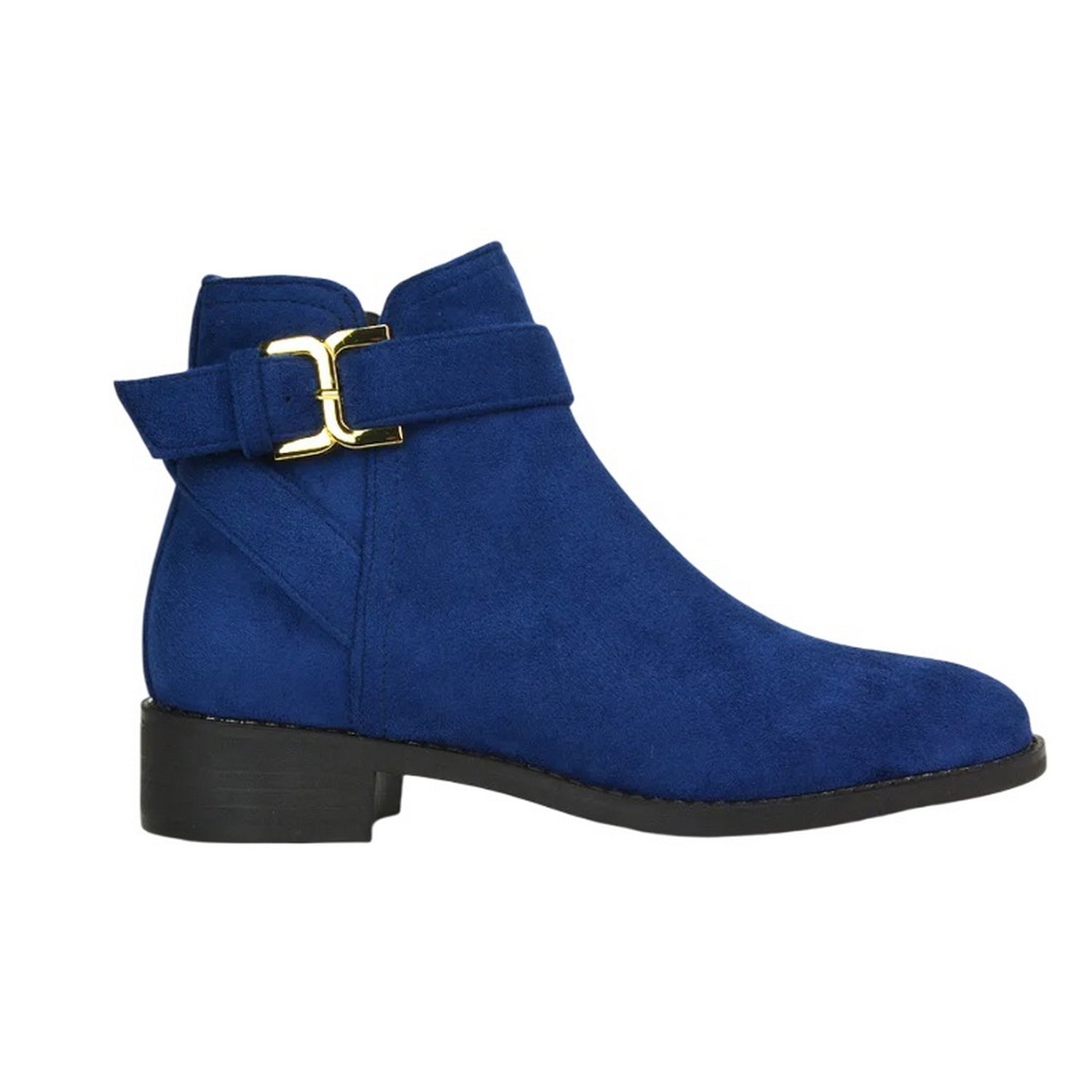 Navy - Side - XY London Womens-Ladies Shyla Zip Low Heel Chelsea Boots