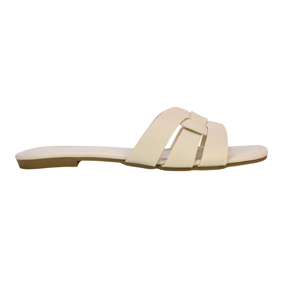 Nude - Back - XY London Womens-Ladies Luci Square Toe Strappy Sandals