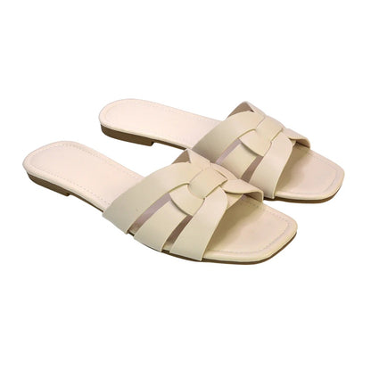 Nude - Side - XY London Womens-Ladies Luci Square Toe Strappy Sandals