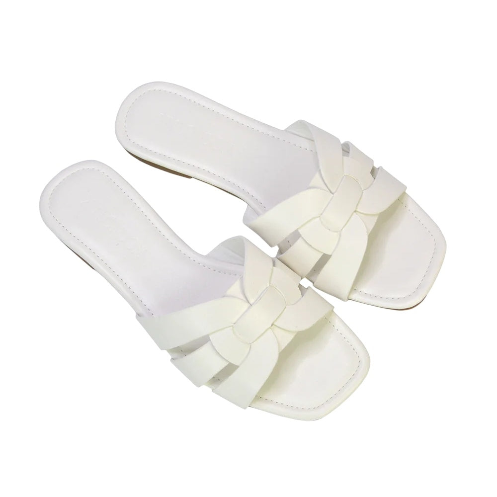 White - Lifestyle - XY London Womens-Ladies Luci Square Toe Strappy Sandals