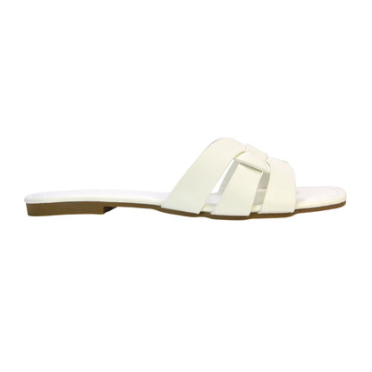 White - Back - XY London Womens-Ladies Luci Square Toe Strappy Sandals