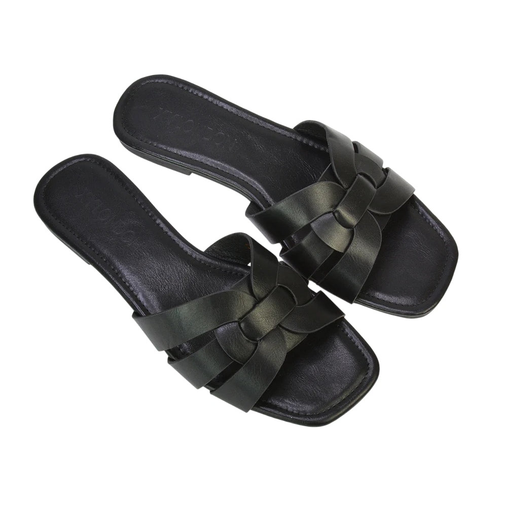 Black - Lifestyle - XY London Womens-Ladies Luci Square Toe Strappy Sandals