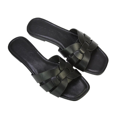 Black - Lifestyle - XY London Womens-Ladies Luci Square Toe Strappy Sandals