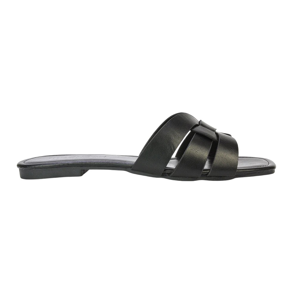 Black - Back - XY London Womens-Ladies Luci Square Toe Strappy Sandals