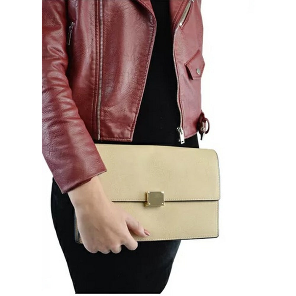 Nude - Side - XY London Womens-Ladies Jordan Clutch Bag