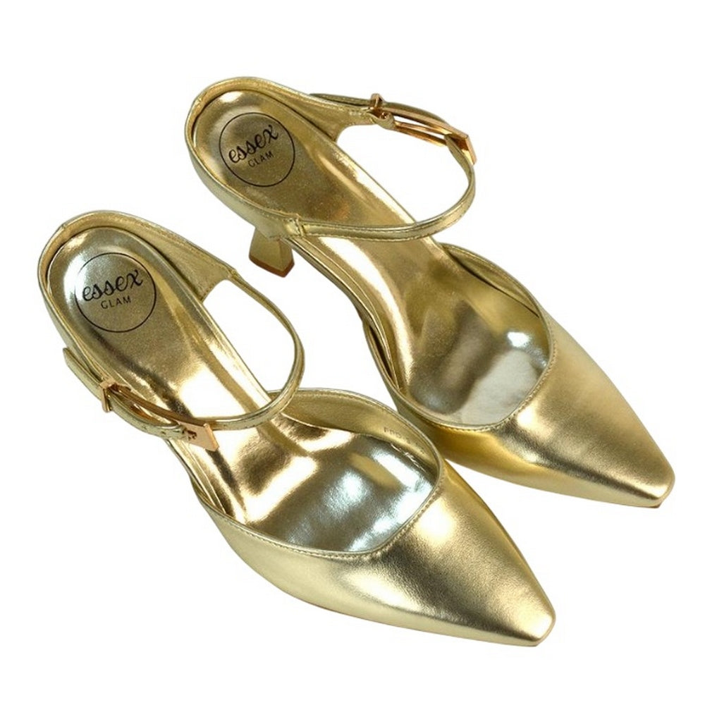 Metallic Gold - Lifestyle - XY London Womens-Ladies Daisy May Pointed High Stiletto Heel Court Shoes