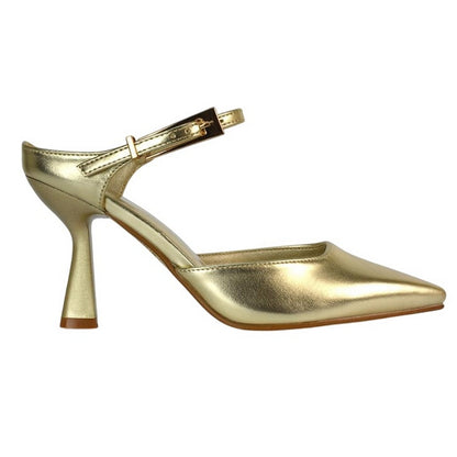 Metallic Gold - Side - XY London Womens-Ladies Daisy May Pointed High Stiletto Heel Court Shoes