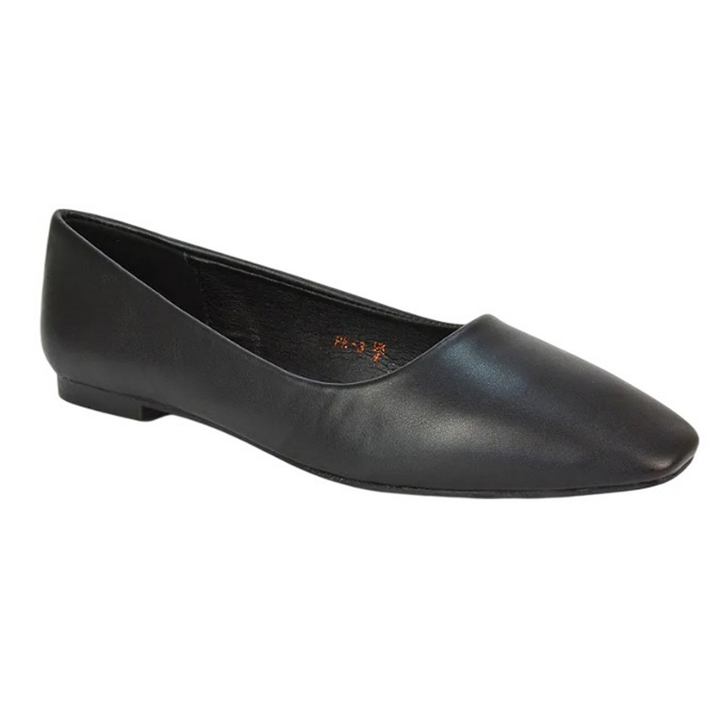 Black - Front - XY London Womens-Ladies Maci Square Toe Ballerina Flats