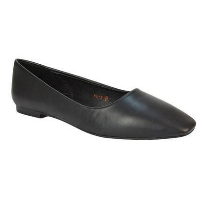 Black - Front - XY London Womens-Ladies Maci Square Toe Ballerina Flats