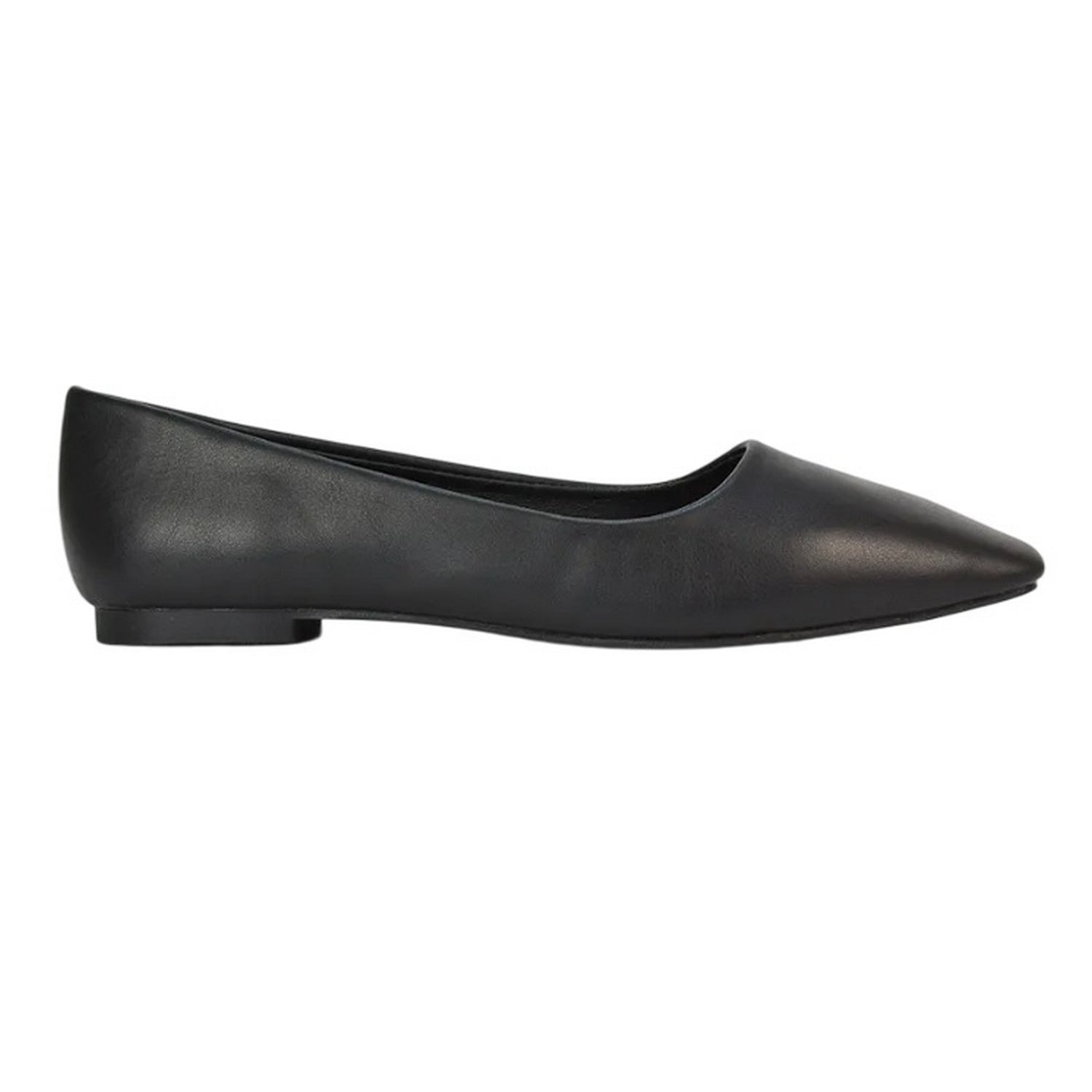Black - Side - XY London Womens-Ladies Maci Square Toe Ballerina Flats