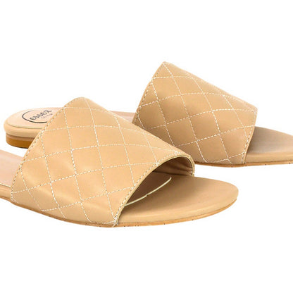 Nude - Lifestyle - XY London Womens-Ladies Saylor Quilted Strappy Flat Sliders