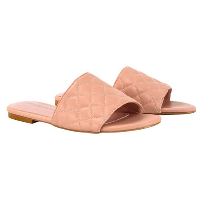 Pink - Lifestyle - XY London Womens-Ladies Saylor Quilted Strappy Flat Sliders