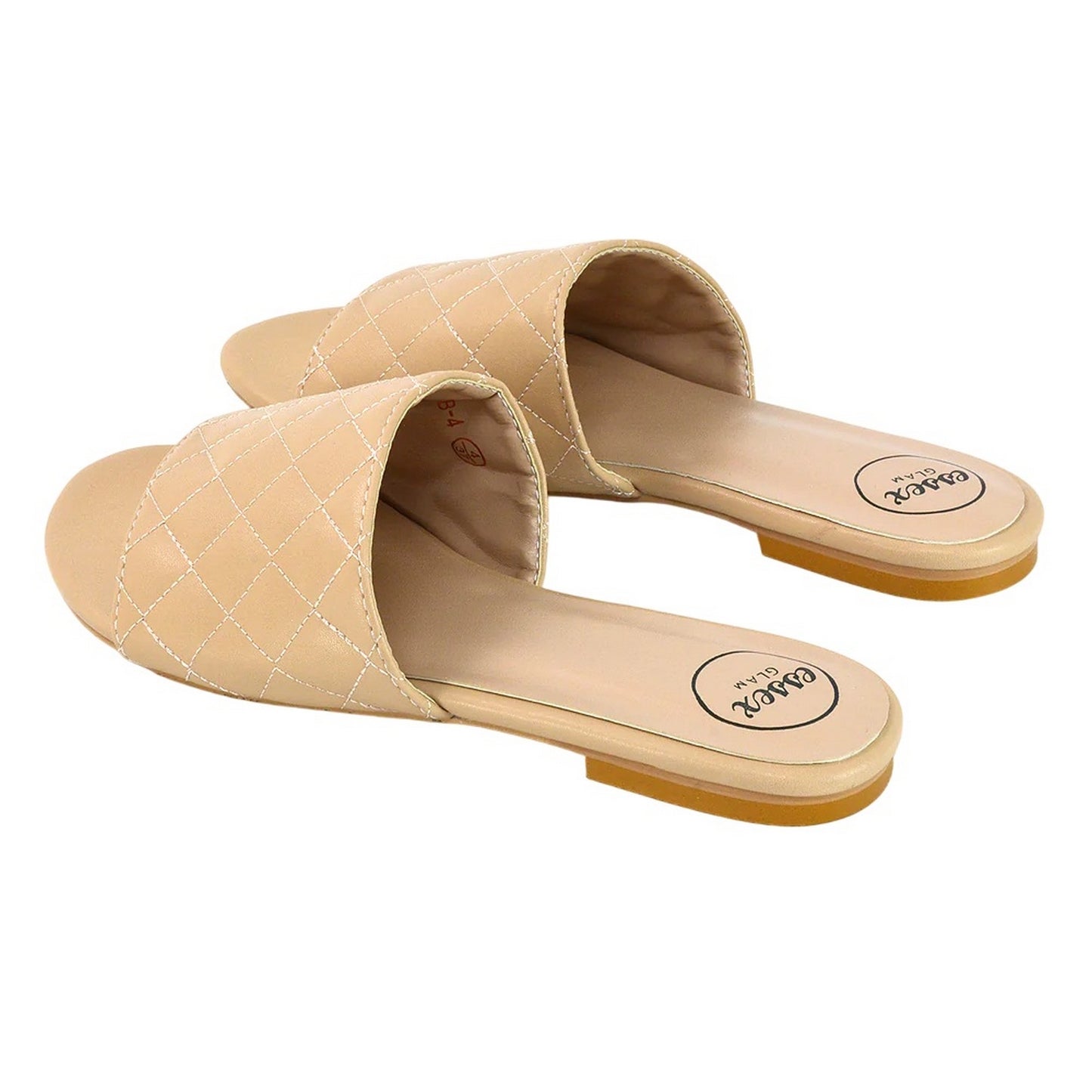 Nude - Back - XY London Womens-Ladies Saylor Quilted Strappy Flat Sliders