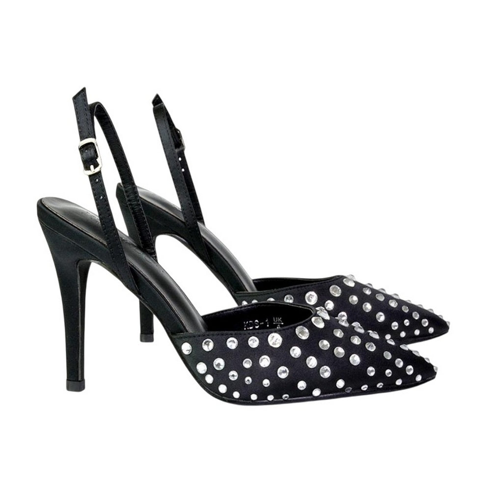 Black - Lifestyle - XY London Womens-Ladies Shelly Pointed Bridal High Heels