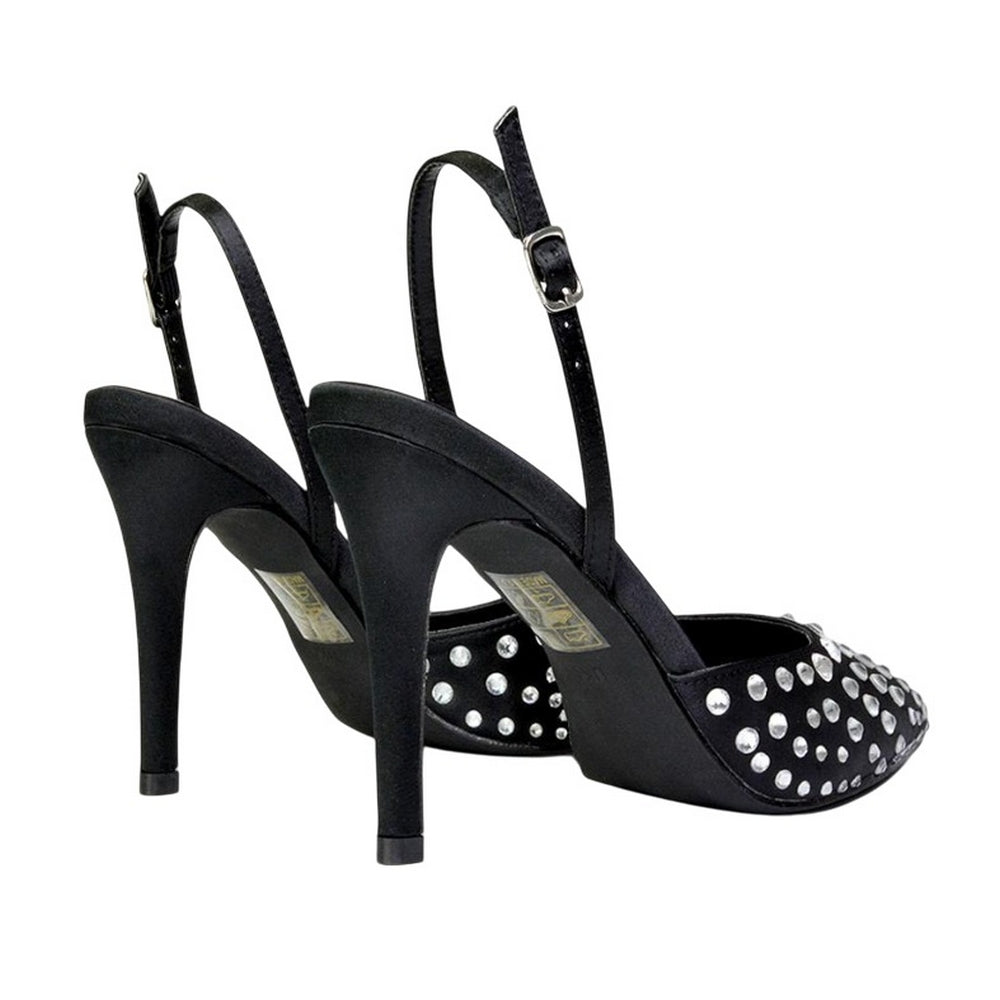 Black - Back - XY London Womens-Ladies Shelly Pointed Bridal High Heels