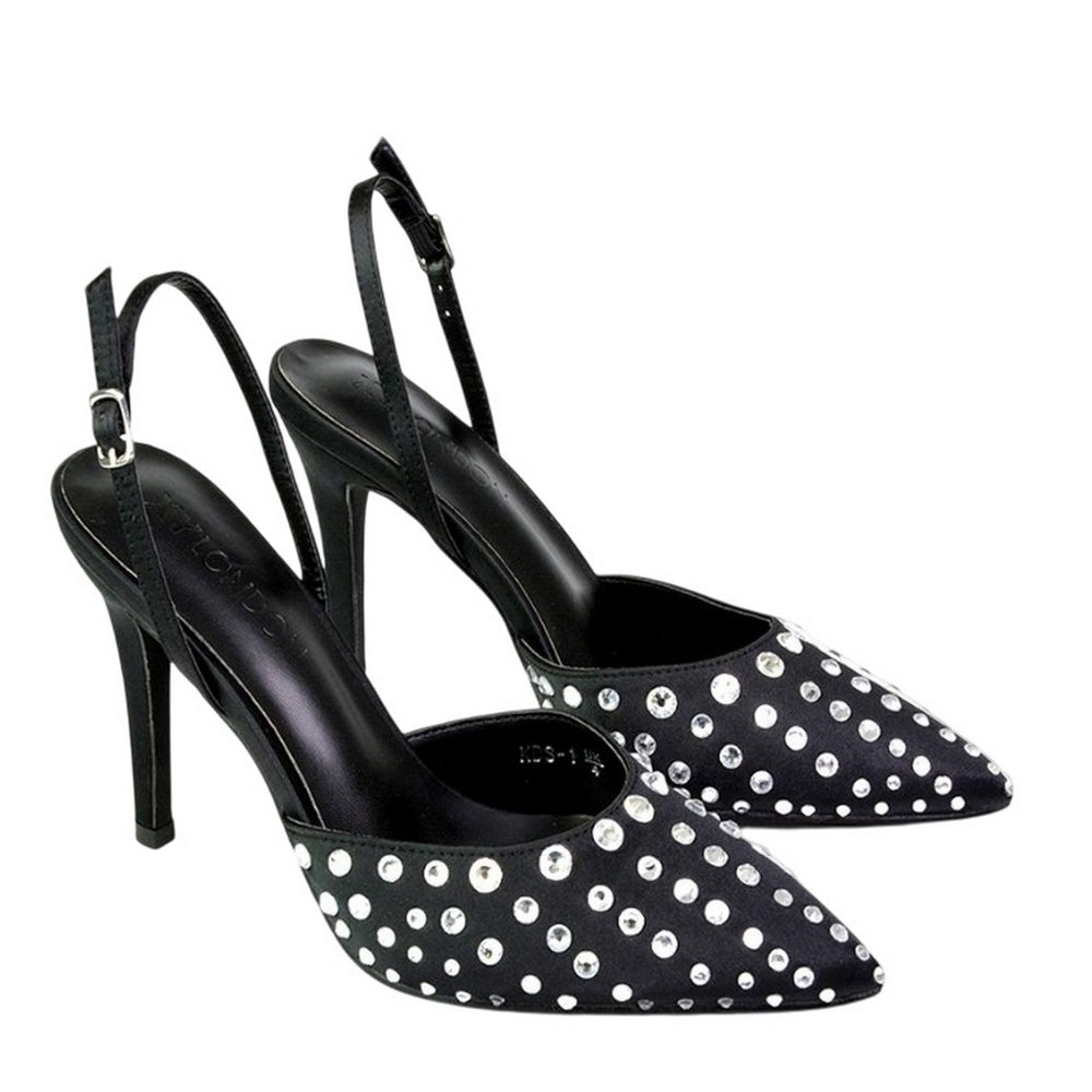 Black - Front - XY London Womens-Ladies Shelly Pointed Bridal High Heels
