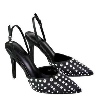 Black - Front - XY London Womens-Ladies Shelly Pointed Bridal High Heels