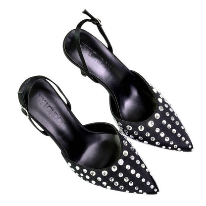 Black - Pack Shot - XY London Womens-Ladies Shelly Pointed Bridal High Heels