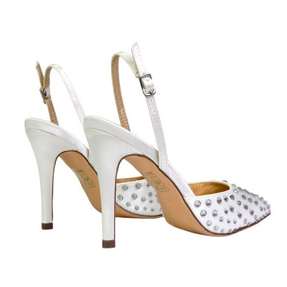 Ivory - Back - XY London Womens-Ladies Shelly Pointed Bridal High Heels