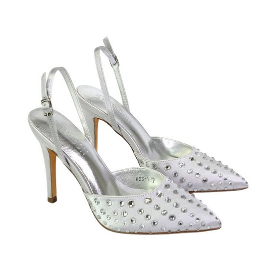 Silver - Front - XY London Womens-Ladies Shelly Pointed Bridal High Heels