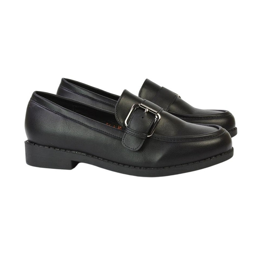 Black - Lifestyle - XY London Womens-Ladies Kali Chunky Buckle Detail Loafers