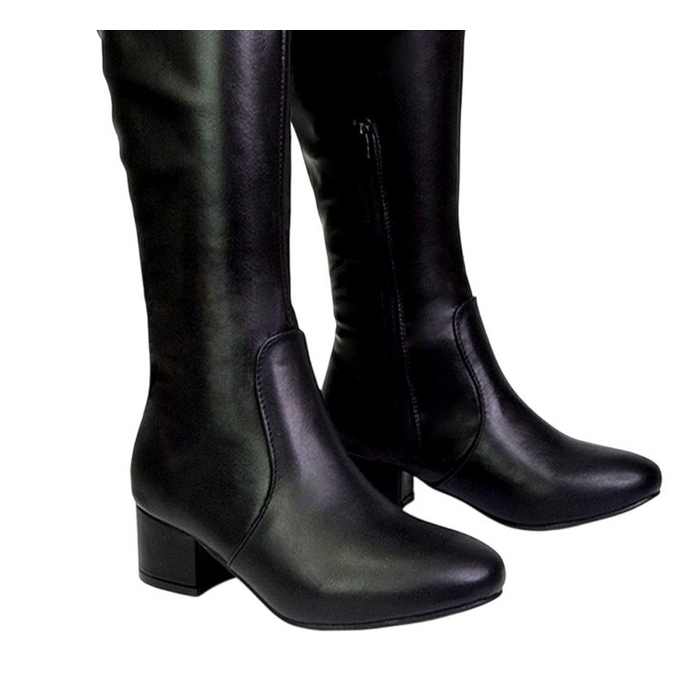 Black - Lifestyle - XY London Womens-Ladies Block Heel Zipped Knee-High Boots